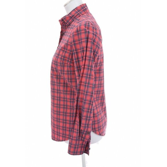 J Crew Women Sz 0 Christmas Plaid Tartan Print Oversize Popover Shirt Top Red xs - Picture 8 of 12